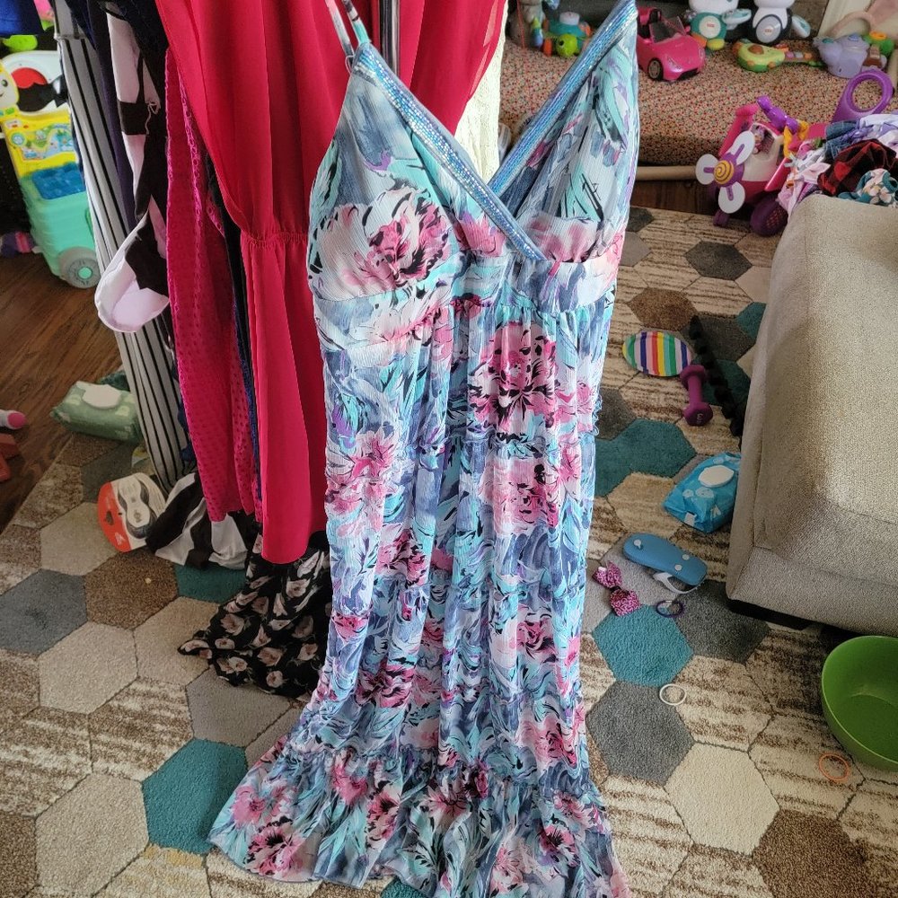 Beaded Floral Maxi Dress